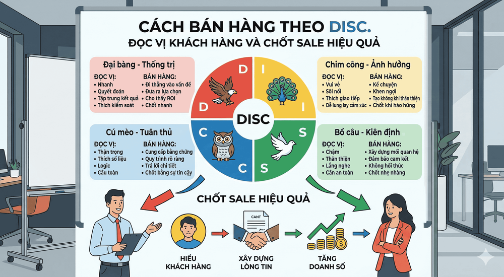 Cách Bán Hàng Theo DISC. Đọc Vị Khách Hàng Và Chốt Sale Hiệu Quả